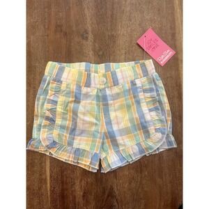 NWT Ruffle Butts Rainbow Plaid Infant/Toddler Ruffle Trim Woven Shorts 3T